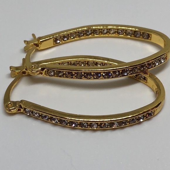 9k gold filled stones LG huggie back earrings - Picture 2 of 7